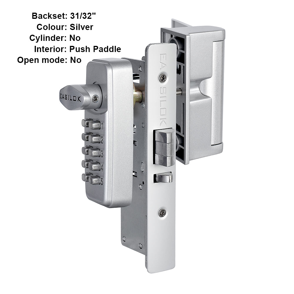 EASILOK SK4510: Keyless Storefront Deadlatch - Patented Non-Handed Mechanical Lock | Direct Adams Rite 4510 Replacement | Heavy-Duty DIY Security for US Narrow Stile Aluminum Doors 31/32'' - Silver