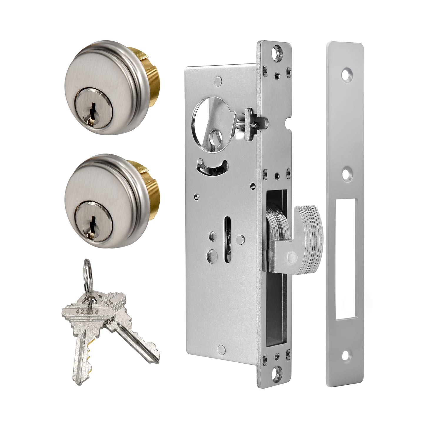 Adams Rite Style MS1850S Storefront Door Lock for Aluminum Glass Doors with Commeical Solid Brass Double Cylinders, 1.1/8"