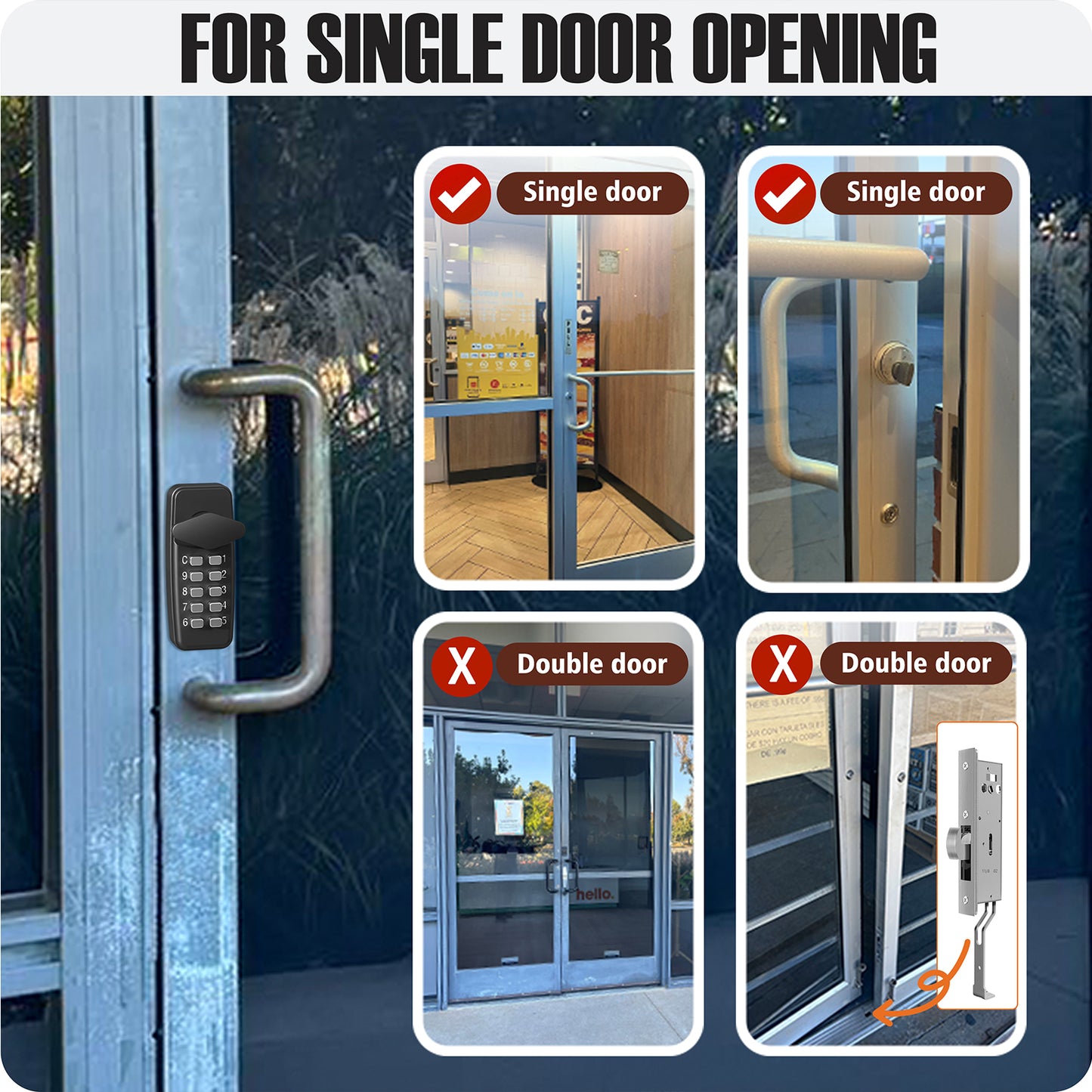 EASILOK--SK11: 100% keyless keypad Storefront Door Lock, 100% replacing the Adams Rite mortise directly