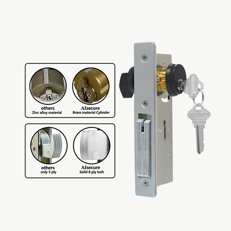 Storefront Deadbolt with double Cylinders in Black Finish ,Swing Deadbolt ,1.1/8"