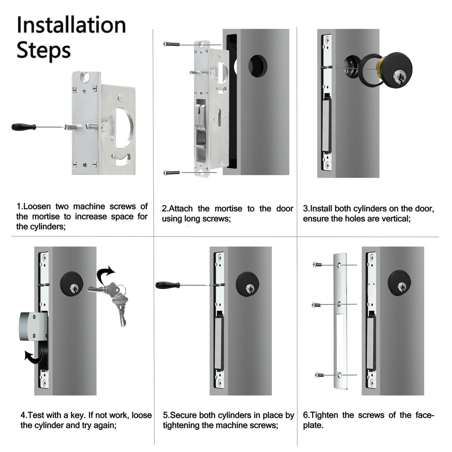 Storefront Deadbolt with double Cylinders in Black Finish ,Swing Deadbolt ,1.1/8"