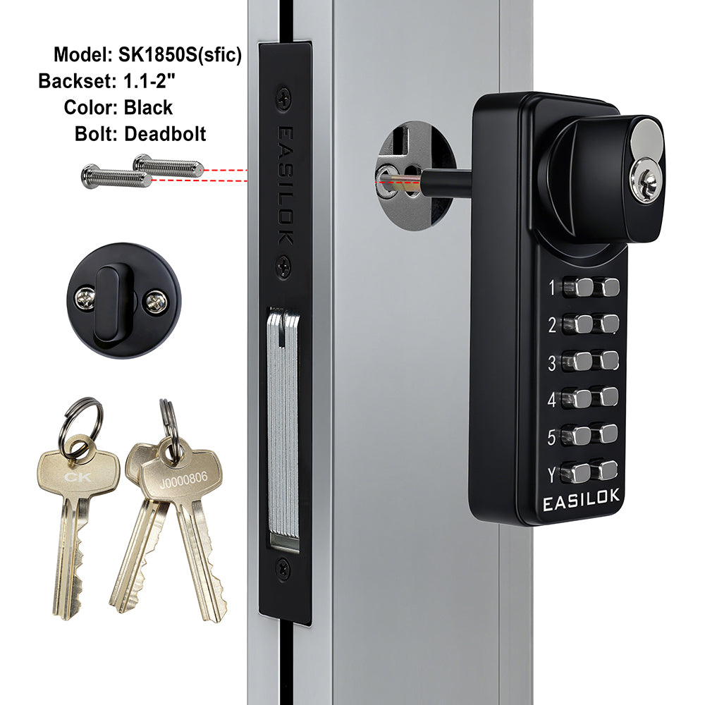 EASILOK SK1850S(sfic): The Only Drill-Free Combination Keyless Storefront Door Lock with SFIC Key Override & DIY Installation in The World