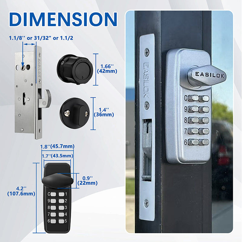 EASILOK--SK11: 100% keyless keypad Storefront Door Lock, 100% replacing the Adams Rite mortise directly