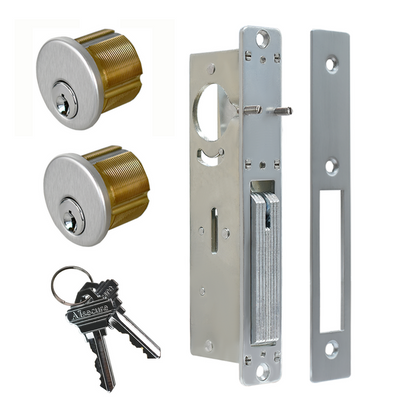 Adams Rite Style MS1850S Storefront Door Lock for Aluminum Glass Doors with Commeical Solid Brass Double Cylinders, 1.1/8"