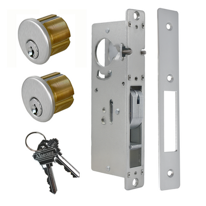 Adams Rite Style MS1850S Storefront Door Lock for Aluminum Glass Doors with Commeical Solid Brass Double Cylinders, 1.1/8"