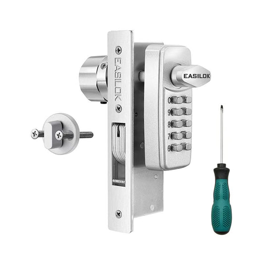EASILOK--SK11: 100% keyless keypad Storefront Door Lock, 100% replacing the Adams Rite mortise directly Silver, 1  1/2 backset