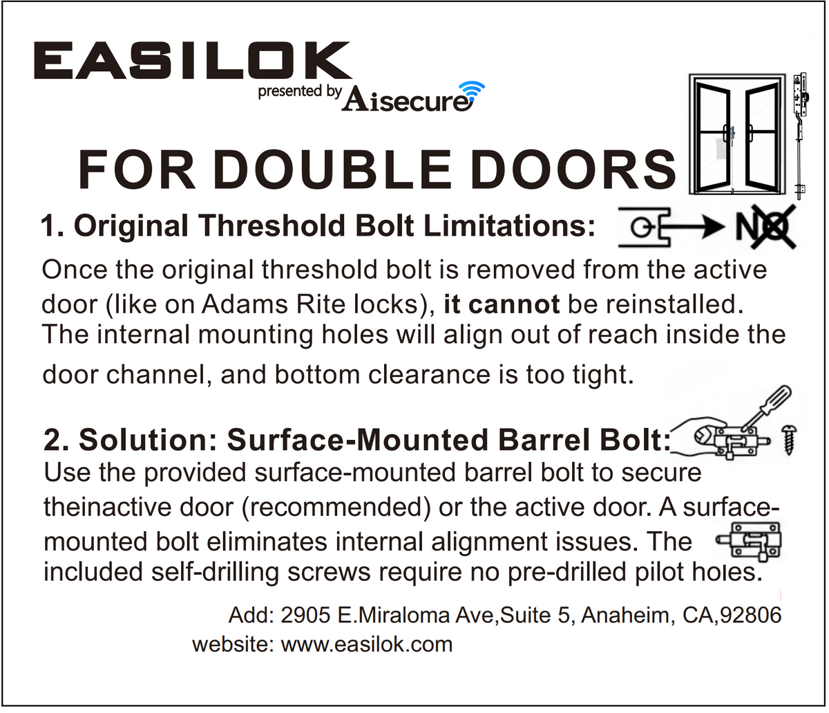 EASILOK SK1850S(sfic): The Only Drill-Free Combination Keyless Storefront Door Lock with SFIC Key Override & DIY Installation cross-patented in the World