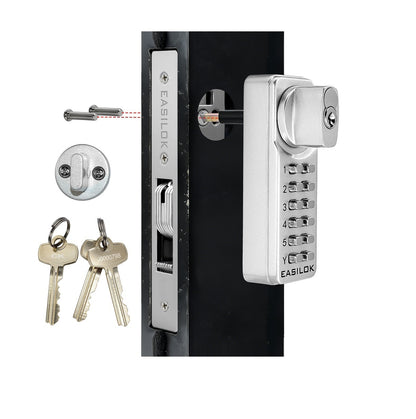 EASILOK SK1850S(sfic): The Only Drill-Free Combination Keyless Storefront Door Lock with SFIC Key Override & DIY Installation in The World