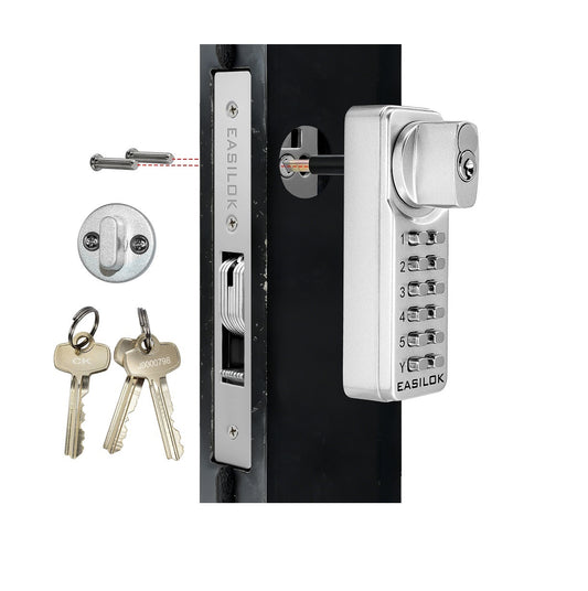EASILOK SK1850S(sfic): The Only Drill-Free Combination Keyless Storefront Door Lock with SFIC Key Override & DIY Installation in The World