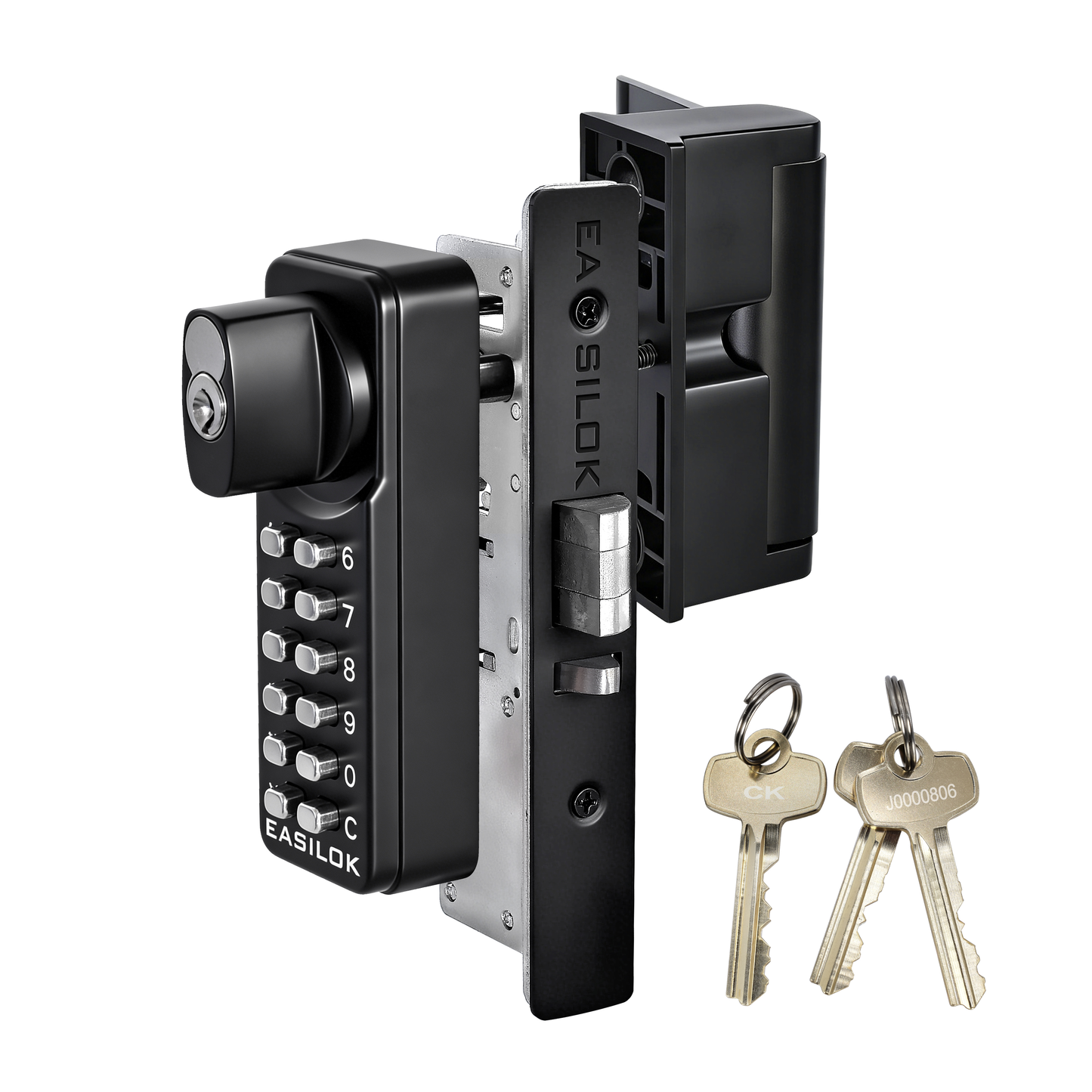 EASILOK  SK4510S(sfic): Universal Handing Mechanical Keyless Storefront Door Deadlatch | SFIC Key Override | Drill-Free DIY Adams Rite 4510S Replacement with Push Paddle 1.1/8" 31/32" - Black