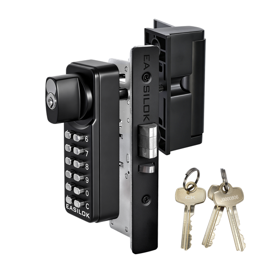 EASILOK  SK4510S(sfic): Universal Handing Mechanical Keyless Storefront Door Deadlatch | SFIC Key Override | Drill-Free DIY Adams Rite 4510S Replacement with Push Paddle 1.1/8" 31/32" - Black
