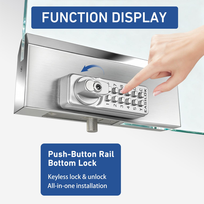 SK777S(sfic):  World’s Only Keyless Bottom Rail Lock SK777S(sfic) | SFIC Key Override | No-Drill Replacement for CRL 777S, FHC R777, ILCO BRL | Professional Grade Mechanical Storefront Security