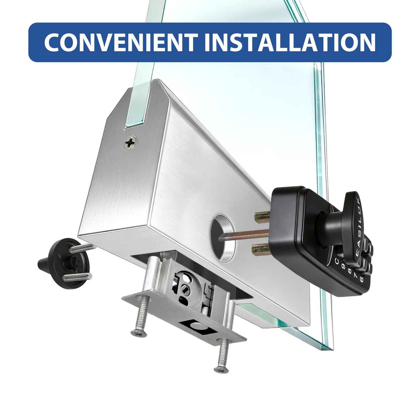 SK777: World's only Drill-Free Keyless Bottom Rail Lock SK777 for herculite stile doors| direct Replace the CRL 777S, FHC R777, ILCO BRL | 100% Mechanical Smart Storefront Security | For Pros & Door Manufacturers Silver