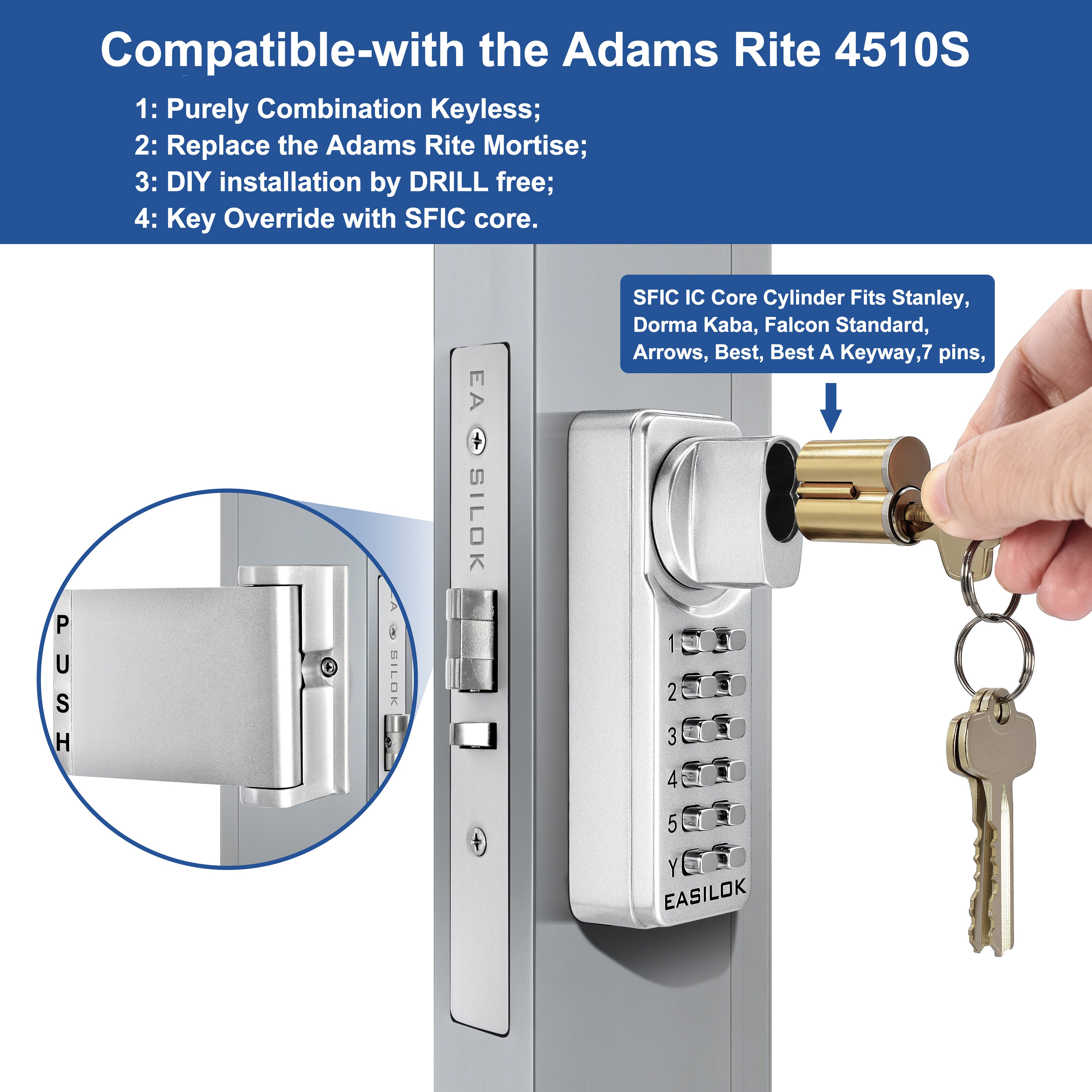 EASILOK SK4510S(sfic): Universal Handing Mechanical Keyless