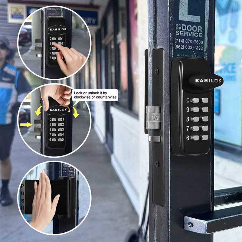 EASILOK SK4510: Keyless Storefront Deadlatch - Patented Non-Handed Mechanical Lock | Direct Adams Rite 4510 Replacement | Heavy-Duty DIY Security for US Narrow Stile Aluminum Doors