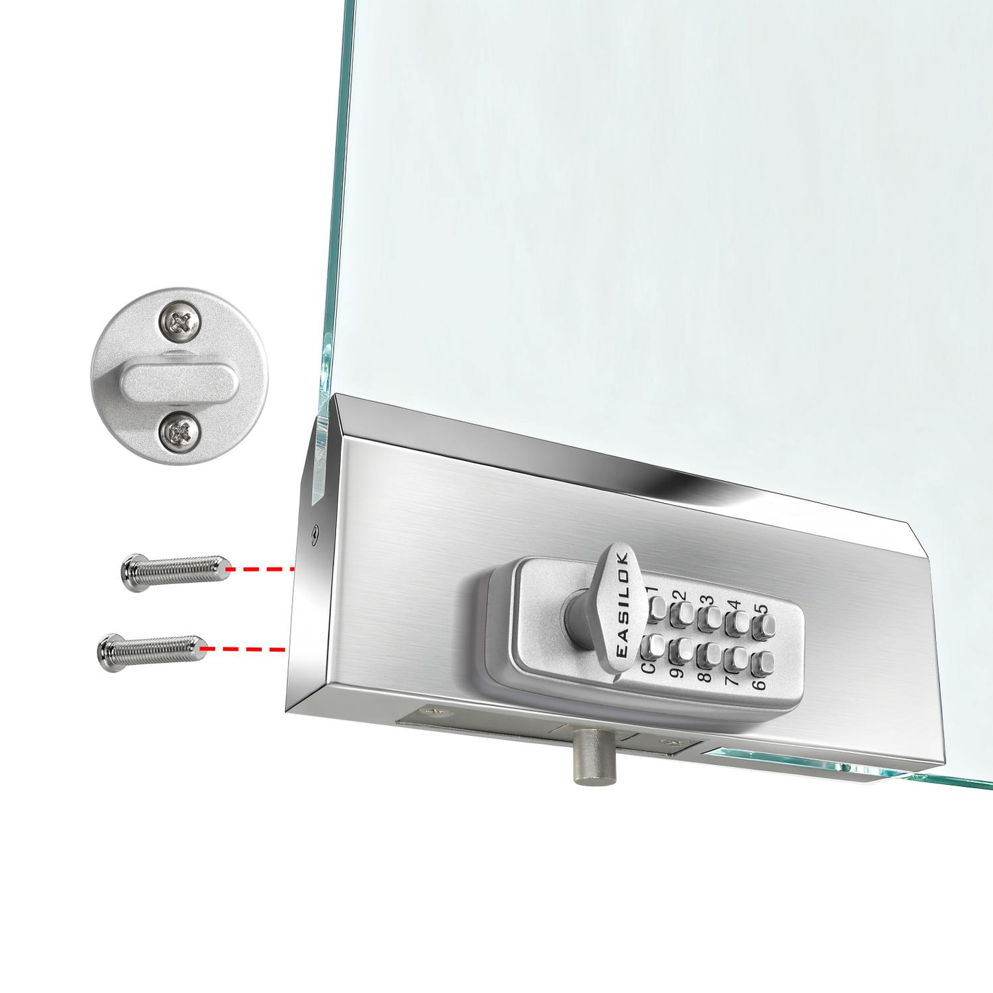 SK777: World's only Drill-Free Keyless Bottom Rail Lock SK777 for herculite stile doors| direct Replace the CRL 777S, FHC R777, ILCO BRL | 100% Mechanical Smart Storefront Security | For Pros & Door Manufacturers Silver