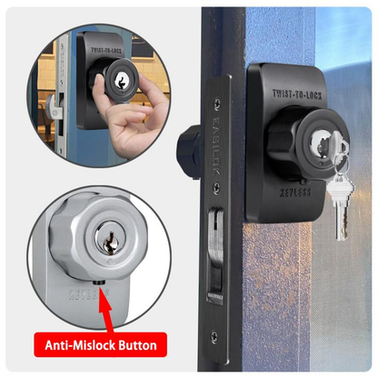 EASILOK SM1850 Mechanical Storefront Door Lock - Patented Twist-to-Lock Keyless  with No key No code- Absolute Owner Control - Drill-Free DIY Replacement for Adams Rite MS1850S - 100% Reliability
