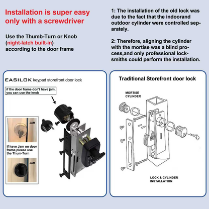 EASILOK--SK11 Plus : 100% keyless keypad Storefront Door Lock, 100% compatibly replacing the Adams Rite MS1850 series mortise,DIY installation with DRILL FREE