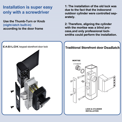EASILOK SK4510: Keyless Storefront Deadlatch - Patented Non-Handed Mechanical Lock | Direct Adams Rite 4510 Replacement | Heavy-Duty DIY Security for US Narrow Stile Aluminum Doors