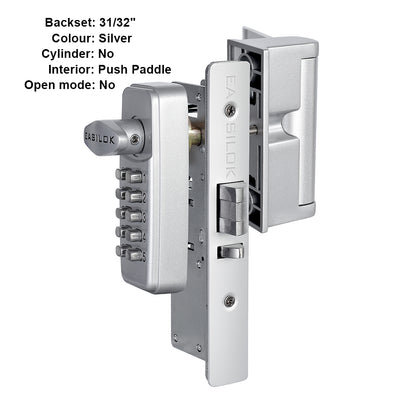 EASILOK SK4510: Keyless Storefront Deadlatch - Patented Non-Handed Mechanical Lock | Direct Adams Rite 4510 Replacement | Heavy-Duty DIY Security for US Narrow Stile Aluminum Doors 31/32'' - Silver