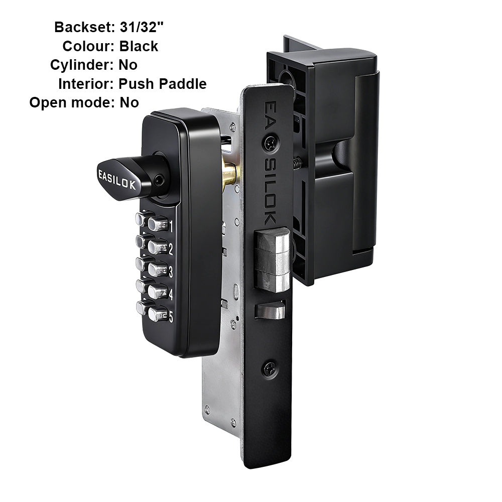 EASILOK SK4510: Keyless Storefront Deadlatch - Patented Non-Handed Mechanical Lock | Direct Adams Rite 4510 Replacement | Heavy-Duty DIY Security for US Narrow Stile Aluminum Doors 1.1/8'' - Black