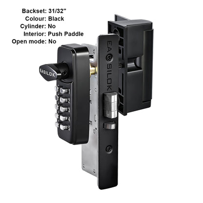 EASILOK SK4510: Keyless Storefront Deadlatch - Patented Non-Handed Mechanical Lock | Direct Adams Rite 4510 Replacement | Heavy-Duty DIY Security for US Narrow Stile Aluminum Doors 1.1/8'' - Black