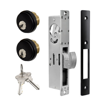 Adams Rite Style MS1850S Storefront Door Lock for Aluminum Glass Doors with Commeical Solid Brass Double Cylinders, 1.1/8"