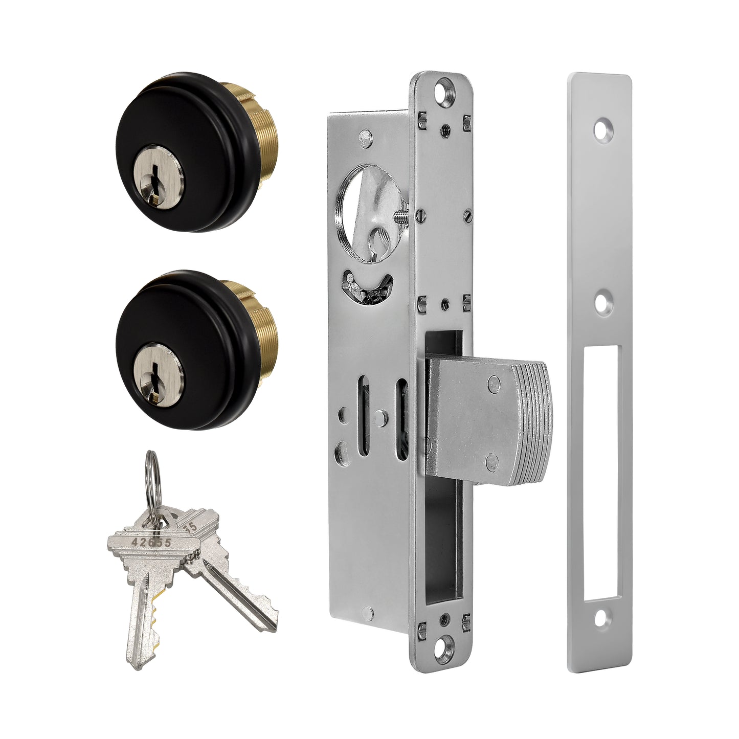 Adams Rite Style MS1850S Storefront Door Lock for Aluminum Glass Doors with Commeical Solid Brass Double Cylinders, 1.1/8"