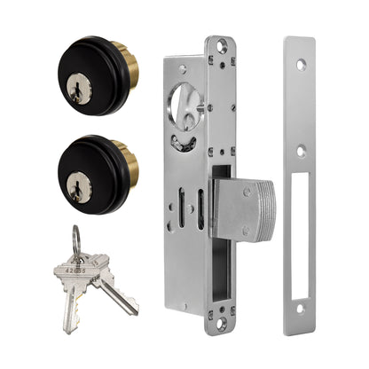 Adams Rite Style MS1850S Storefront Door Lock for Aluminum Glass Doors with Commeical Solid Brass Double Cylinders, 1.1/8"