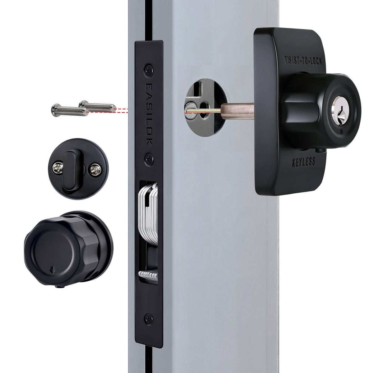 EASILOK SM1850 Mechanical Storefront Door Lock - Patented Twist-to-Lock Keyless with No key No code- Absolute Owner Control - Drill-Free DIY Replacement for Adams Rite MS1850S - 100% Reliability