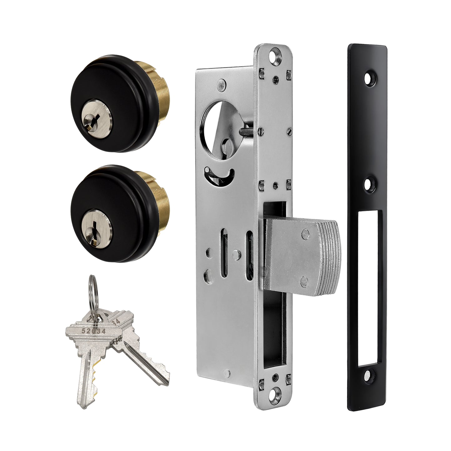 Adams Rite Style MS1850S Storefront Door Lock for Aluminum Glass Doors with Commeical Solid Brass Double Cylinders, 1.1/8"