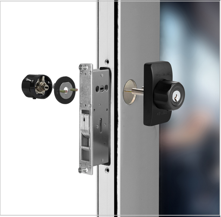 EASILOK SM1850 Mechanical Storefront Door Lock - Patented Twist-to-Lock Keyless  with No key No code- Absolute Owner Control - Drill-Free DIY Replacement for Adams Rite MS1850S - 100% Reliability