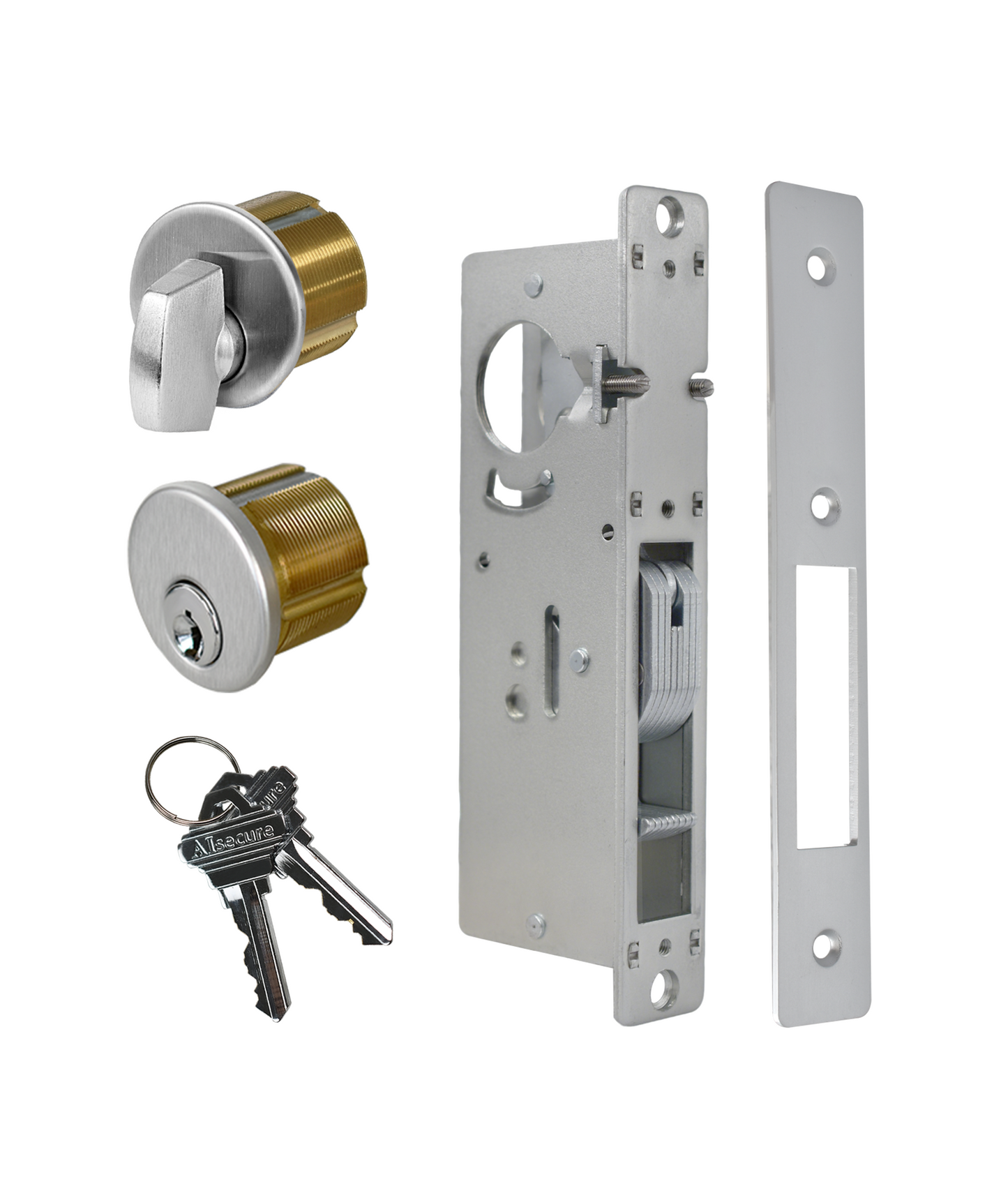 Adams Rite Style MS1850S Storefront Door Lock for Aluminum Glass Doors with Commeical Solid Brass Single Cylinder, 1.1/8"
