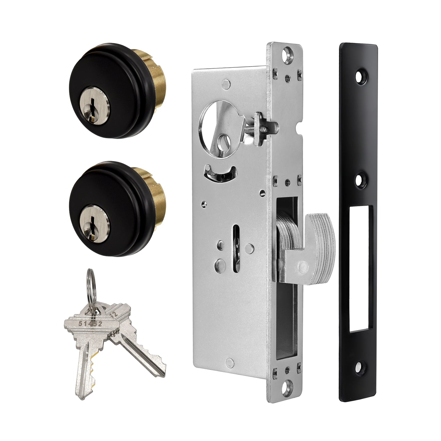Adams Rite Style MS1850S Storefront Door Lock for Aluminum Glass Doors with Commeical Solid Brass Double Cylinders, 1.1/8"