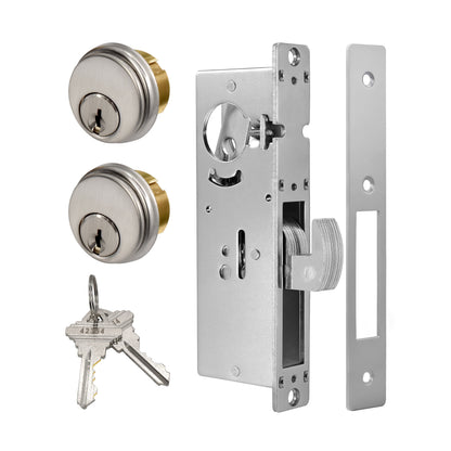Adams Rite Style MS1850S Storefront Door Lock for Aluminum Glass Doors with Commeical Solid Brass Double Cylinders, 1.1/8"