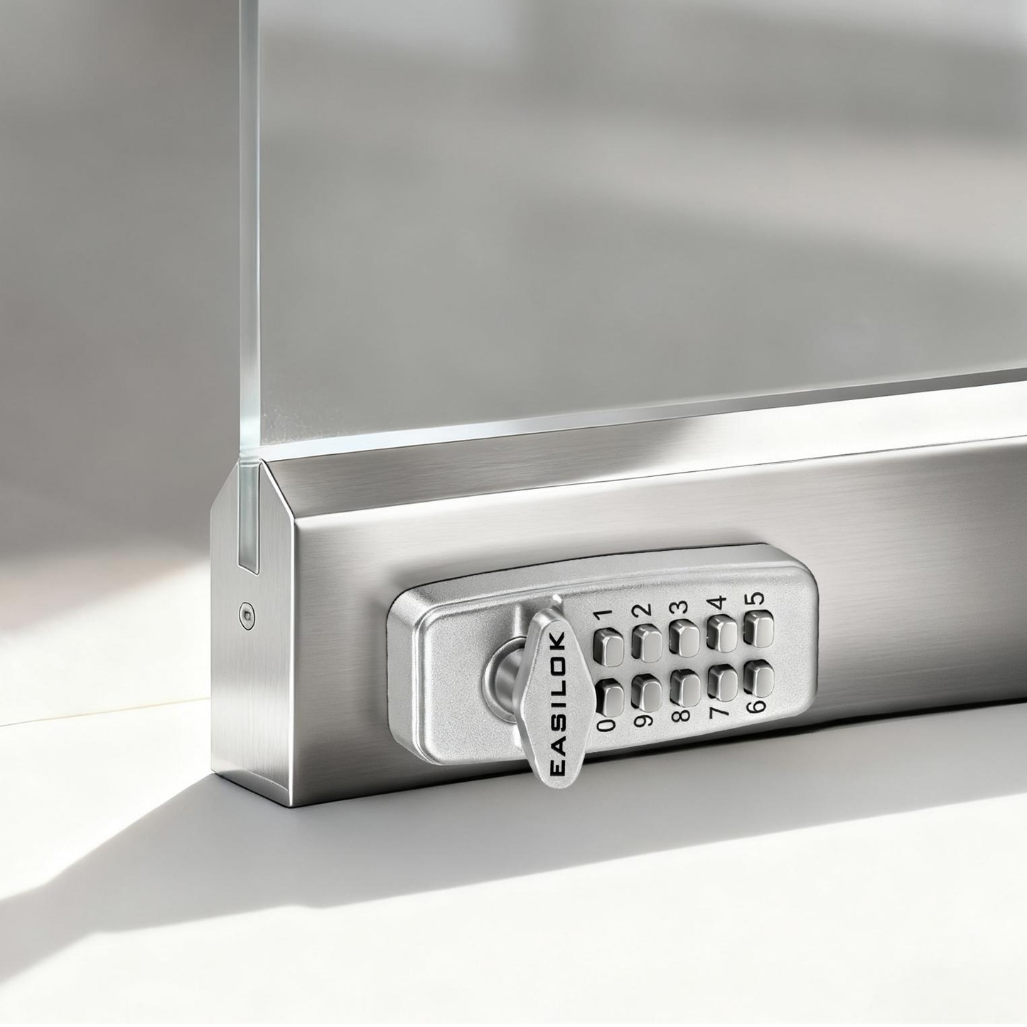 SK777: World's only Drill-Free Keyless Bottom Rail Lock SK777 for herculite stile doors| direct Replace the CRL 777S, FHC R777, ILCO BRL | 100% Mechanical Smart Storefront Security | For Pros & Door Manufacturers Silver