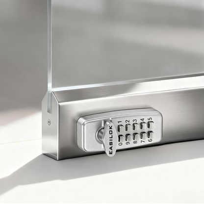 SK777: World's only Drill-Free Keyless Bottom Rail Lock SK777 for herculite stile doors| direct Replace the CRL 777S, FHC R777, ILCO BRL | 100% Mechanical Smart Storefront Security | For Pros & Door Manufacturers Silver