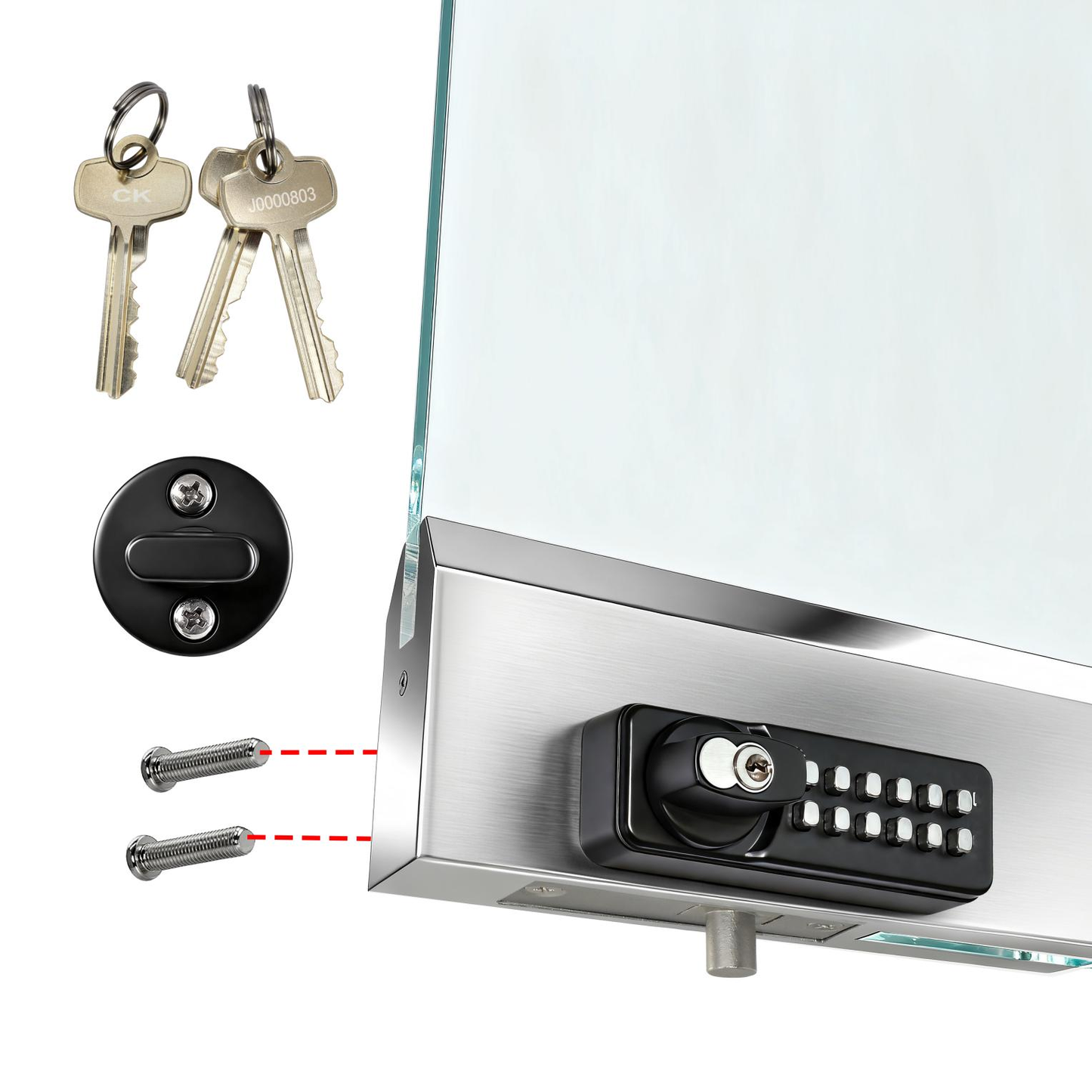 SK777S(sfic):  World’s Only Keyless Bottom Rail Lock SK777S(sfic) | SFIC Key Override | No-Drill Replacement for CRL 777S, FHC R777, ILCO BRL | Professional Grade Mechanical Storefront Security