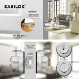 EASILOK E4 (Zinc Alloy)Deadbolt Lock, Silver, Twist to Lock Keyless with Night Latch & Anti-Mislock Button, Security Child Safety Lock