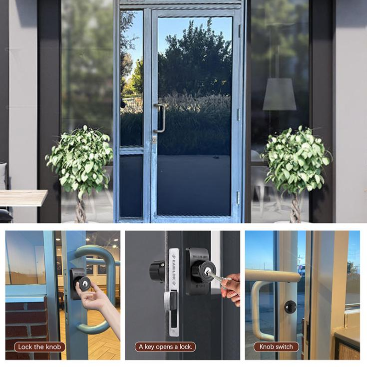 EASILOK SM1850 Mechanical Storefront Door Lock - Patented Twist-to-Lock Keyless  with No key No code- Absolute Owner Control - Drill-Free DIY Replacement for Adams Rite MS1850S - 100% Reliability