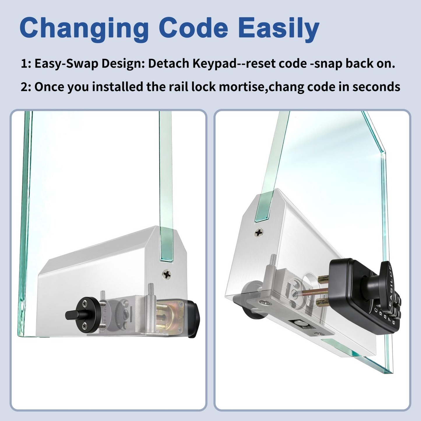 SK777: World's only Drill-Free Keyless Bottom Rail Lock SK777 for herculite stile doors| direct Replace the CRL 777S, FHC R777, ILCO BRL | 100% Mechanical Smart Storefront Security | For Pros & Door Manufacturers Silver