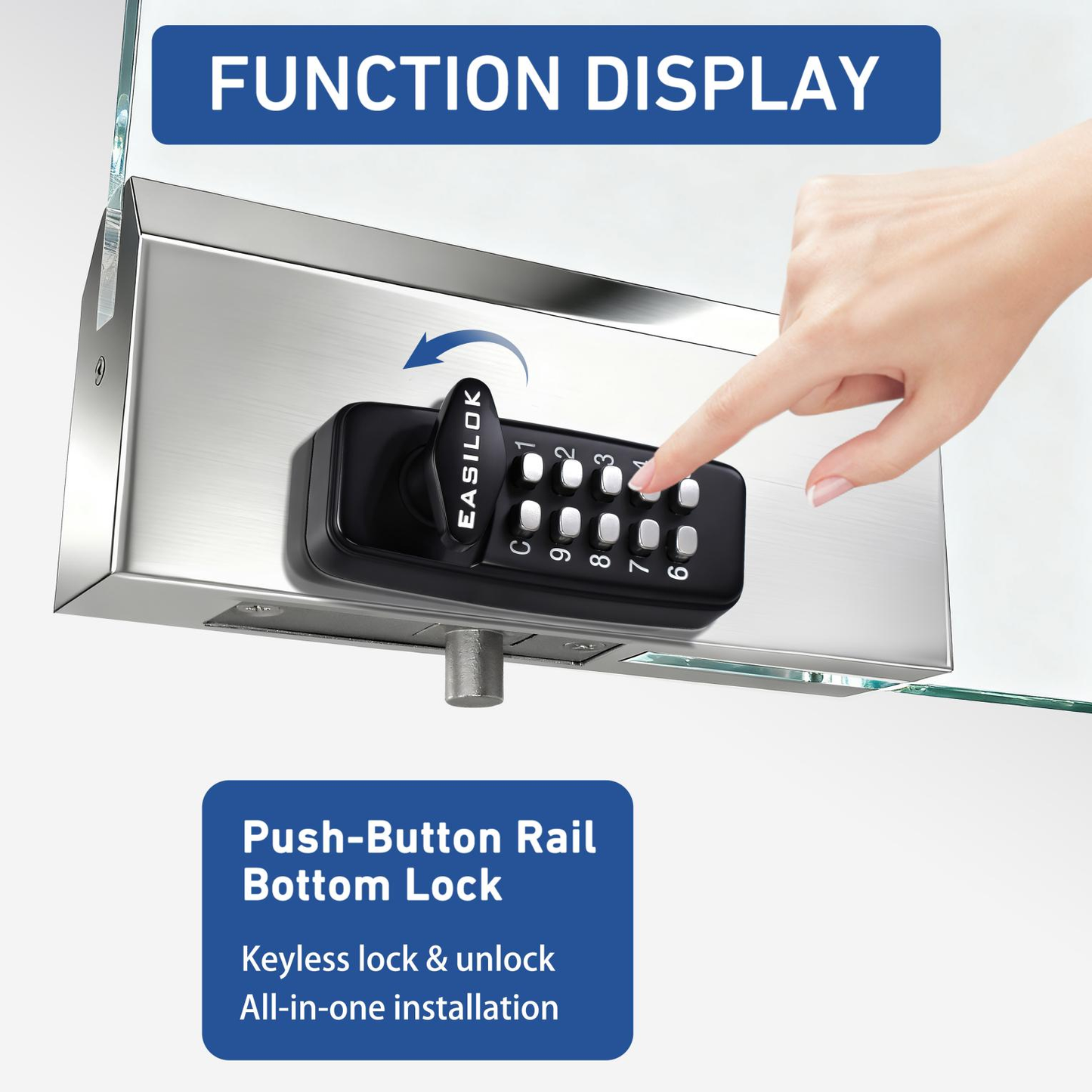 SK777: World's only Drill-Free Keyless Bottom Rail Lock SK777 for herculite stile doors| direct Replace the CRL 777S, FHC R777, ILCO BRL | 100% Mechanical Smart Storefront Security | For Pros & Door Manufacturers Silver