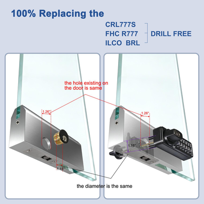 SK777S(sfic):  World’s Only Keyless Bottom Rail Lock SK777S(sfic) | SFIC Key Override | No-Drill Replacement for CRL 777S, FHC R777, ILCO BRL | Professional Grade Mechanical Storefront Security