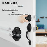 EASILOK E2(Dimple Keyway) with Keyed Alike Combo, Twist to Lock Deadbolt Lock Keyless with Night Latch & Anti-Mislock Button, Black