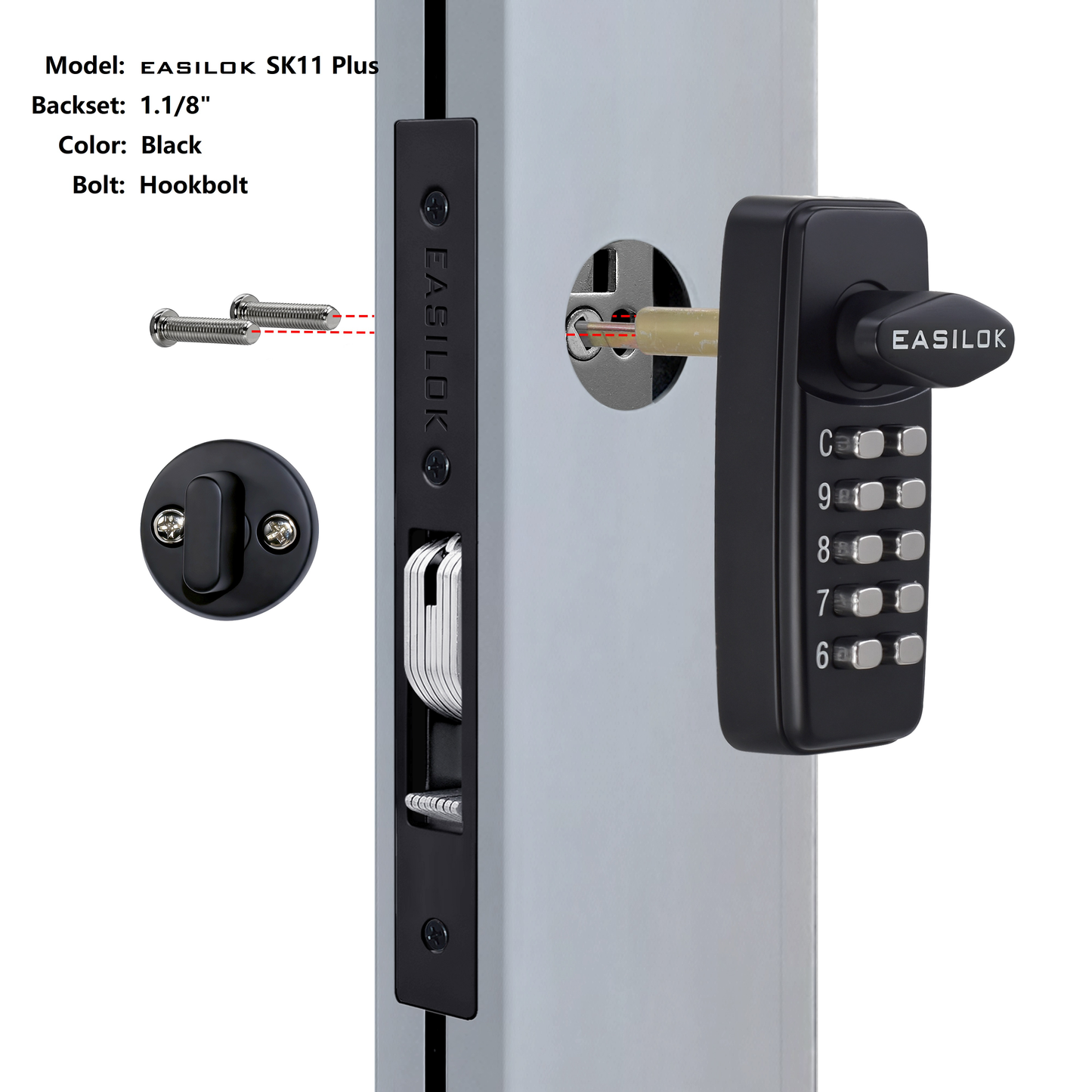 EASILOK--SK11 Plus : 100% keyless keypad Storefront Door Lock, 100% compatibly replacing the Adams Rite MS1850 series mortise,DIY installation with DRILL FREE