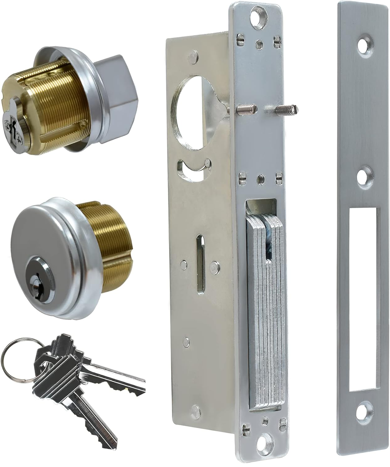 Adams Rite Style MS1850S Storefront Door Lock for Aluminum Glass Doors with Commeical Solid Brass Single Cylinder, 1.1/8"