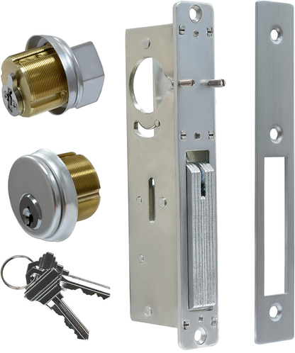 Adams Rite Style MS1850S Storefront Door Lock for Aluminum Glass Doors with Commeical Solid Brass Single Cylinder, 1.1/8"