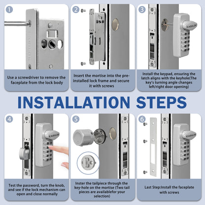 EASILOK SM1850 Mechanical Storefront Door Lock - Patented Twist-to-Lock Keyless with No key No code- Absolute Owner Control - Drill-Free DIY Replacement for Adams Rite MS1850S - 100% Reliability