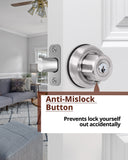 EASILOK A3 Deadbolt Lock, Twist-to-Lock Keyless  Single Cylinder Deadbolt Door Lock with Anti-Mislock Button for Front Door Apartment