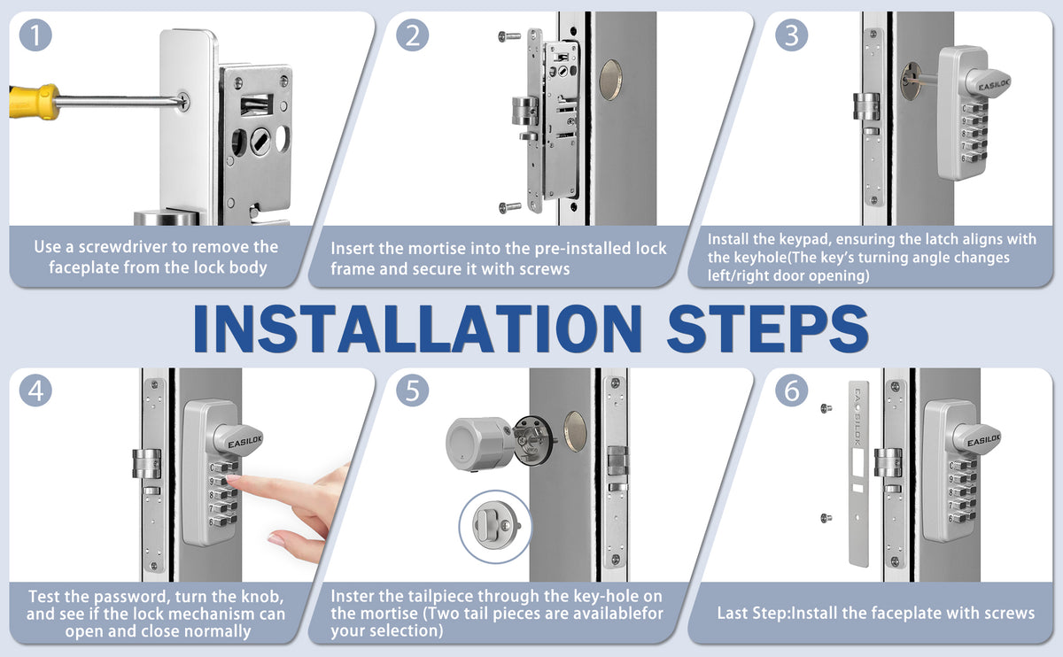 EASILOK  SK4510S(sfic): Universal Handing Mechanical Keyless Storefront Door Deadlatch | SFIC Key Override | Drill-Free DIY Adams Rite 4510S Replacement with Push Paddle 1.1/8"-Black,cross-patented